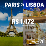 Promoção de passagens para <b>PARIS</b> e <b>LISBOA</b>, a partir de R$ 1.472, ida e volta! Saídas de várias cidades brasileiras!