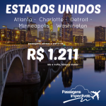 A Delta faz promoção de passagens para outros destinos dos <b>ESTADOS UNIDOS</b>! Atlanta, Washington, Detroit e mais! A partir de R$ 1.211, ida e volta!