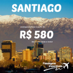 Promoção de passagens para <b>SANTIAGO</b>, no Chile! A partir de R$ 580, ida e volta! Saídas de várias cidades, até <b>MAIO/15</b>!