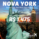 IMPERDÍVEL!!! Promoção de passagens para <b>NOVA YORK</b>, a partir de R$ 1.475, ida e volta! Saídas de <b>RECIFE</b> ou <b>SALVADOR</b>, nos meses de Outubro ao início de Dezembro/14!