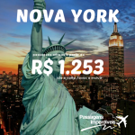 Promoção de passagens para <b>NOVA YORK</b>! A partir de R$ 1.253, ida e volta, com datas até Maio/2015! Saídas de <b>Porto Alegre, Rio de Janeiro, São Paulo ou Manaus</b>!