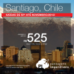 <b>CHILE</b> em promoção! Passagens para <b>SANTIAGO</b>, saindo de São Paulo, a partir de R$ 525, ida e volta; a partir de R$ 797, ida e volta, COM TAXAS INCLUÍDAS!