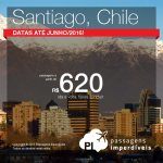 Seleção de passagens para o <b>CHILE</b>: Santiago, a partir de R$ 620, ida e volta; a partir de R$ 875, ida e volta, COM TAXAS INCLUÍDAS!