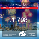 Final de Ano na <b>EUROPA</b>: passagens para o Natal e Ano Novo em AMSTERDAM; BARCELONA; DUBLIN; LONDRES; PARIS; ROMA; VENEZA e mais, a partir de R$ 1.798, ida e volta; a partir de R$ 2.453, ida e volta, COM TAXAS INCLUÍDAS!