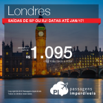 Promoção de Passagens para <b>Inglaterra: Londres</b>! A partir de R$ 1.095, ida e volta; a partir de R$ 1.994, ida e volta, COM TAXAS INCLUÍDAS!