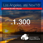 Promoção de Passagens para <b>LOS ANGELES</b>, para viajar de Setembro até Novembro/2016! A partir de R$ 1.300, ida e volta; a partir de R$ 1.722, ida e volta, COM TAXAS INCLUÍDAS, em até 10x sem juros!