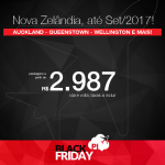 Black Friday 2016 – Promoção de Passagens para a <b>NOVA ZELÂNDIA: Auckland, Christchurch, Dunedin, Queenstown, Wellington</b>! A partir de R$ 2.987, ida e volta; a partir de R$ 3.564, ida e volta, COM TAXAS INCLUÍDAS! Datas até Set/2017!