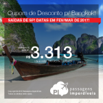 Cupom de Desconto da <b>ETIHAD</b> para a Tailândia: <b>BANGKOK</b>! Passagens para viajar em Fevereiro e Março/2017, por R$ 3.313, ida e volta, VALOR FINAL, COM TODAS AS TAXAS INCLUÍDAS!