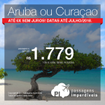 Promoção de Passagens para <b>Aruba ou Curaçao</b>! A partir de R$ 1.779, ida e volta, COM TAXAS INCLUÍDAS! Até 6x SEM JUROS! Datas até Julho/2018. Saídas de 16 cidades brasileiras.