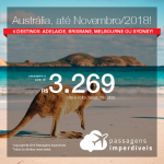 Promoção de Passagens para a <b>Austrália: Adelaide, Austrália, Brisbane, Melbourne ou Sydney</b>! A partir de R$ 3.269, ida e volta, COM TAXAS INCLUÍDAS! Datas para viajar até Novembro/2018!