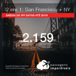 Promoção de Passagens 2 em 1 EUA – <b>San Francisco + Nova York</b>! A partir de R$ 2.159, todos os trechos, COM TAXAS! Datas até 2019!