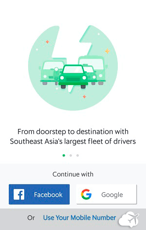 Grab aplicativo de transporte tipo Uber