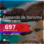 Promoção de Passagens para <b>FERNANDO DE NORONHA</b>! A partir de R$ 697, ida e volta, c/ taxas!