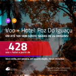 Promoção de <b>PASSAGEM + HOTEL</b> para <b>FOZ DO IGUAÇU</b>! A partir de R$ 428, por pessoa, quarto duplo, c/ taxas!