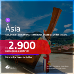 Promoção de Passagens para a <b>ÁSIA: CHINA, EMIRADOS ÁRABES, FILIPINAS, HONG KONG, ÍNDIA, JAPÃO, LÍBANO, SINGAPURA ou TAILÂNDIA</b>! A partir de R$ 2.900, ida e volta, c/ taxas!