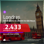 Passagens para <b>LONDRES</b>! A partir de R$ 2.433, ida e volta, c/ taxas!