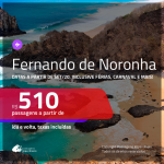 Promoção de Passagens para <b>FERNANDO DE NORONHA</b>, com datas a partir de SET/20, inclusive Férias de JAN/21, Carnaval e mais! A partir de R$ 510, ida e volta, c/ taxas!