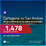 Passagens para a <b>COLÔMBIA: Cartagena ou San Andres</b>, com datas a partir de SET/20! A partir de R$ 1.478, ida e volta, c/ taxas!