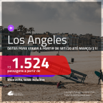 Passagens para <b>LOS ANGELES</b>, com datas para viajar a partir de SET/20 até MARÇO/21! A partir de R$ 1.524, ida e volta, c/ taxas!