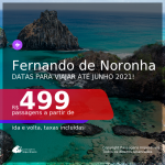 Passagens para <b>FERNANDO DE NORONHA</b>, com datas para viajar até JUNHO 2021! Valores a partir de R$ 499, ida e volta, c/ taxas!