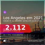 Passagens para <b>LOS ANGELES</b>, com datas para viajar em 2021, de JANEIRO até JULHO! A partir de R$ 2.112, ida e volta, c/ taxas!