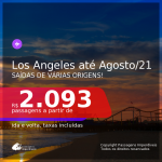 Passagens para <b>LOS ANGELES</b>, com datas para viajar em 2021, de JANEIRO até AGOSTO! A partir de R$ 2.093, ida e volta, c/ taxas!
