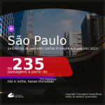 Passagens para <b>SÃO PAULO</b>, com datas para viajar até JANEIRO 2022! A partir de R$ 235, ida e volta, c/ taxas!