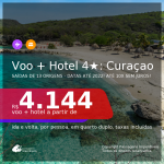 <b>PASSAGEM + HOTEL 4 ESTRELAS</b> em <b>CURAÇAO</b>! A partir de R$ 4.144, por pessoa, quarto duplo, c/ taxas! Datas até 2022! Em até 10x SEM JUROS!