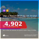Promoção de <b>PASSAGEM + RESORT</b> de FRENTE PARA O MAR de Palm Beach em <b>ARUBA</b>! A partir de R$ 4.902, por pessoa, quarto duplo, c/ taxas! Em até 10x sem juros! Datas até 2022!