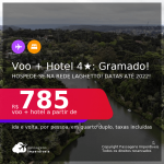Promoção de <b>PASSAGEM + HOTEL 4 ESTRELAS com CAFÉ DA MANHÃ</b> em <b>GRAMADO</b>! A partir de R$ 785, por pessoa, quarto duplo, c/ taxas! Datas até 2022! Hospede-se na rede Laghetto, uma das melhores da região!