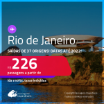 Passagens para o <strong>RIO DE JANEIRO</strong>! A partir de R$ 226, ida e volta, c/ taxas! Datas até 2022!