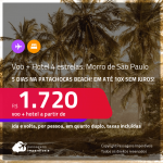 5 dias em Morro de São Paulo! <strong>PASSAGEM + HOTEL 4 ESTRELAS</strong> na Patachocas Beach! A partir de R$ 1.720, por pessoa, quarto duplo, c/ taxas! Opções com CAFÉ DA MANHÃ INCLUSO! Em até 10x SEM JUROS!