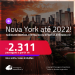 Passagens para <strong>NOVA YORK</strong>! A partir de R$ 2.311, ida e volta, c/ taxas! Datas para viajar até MAIO/2022!