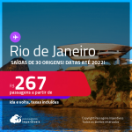 Passagens para o <strong>RIO DE JANEIRO</strong>! A partir de R$ 267, ida e volta, c/ taxas! Datas até 2022!