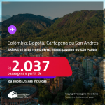 Passagens para a <strong>COLÔMBIA: Bogotá, Cartagena ou San Andres</strong>! A partir de R$ 2.037, ida e volta, c/ taxas! Datas até 2022!