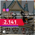 Passagens 2 em 1 – <strong>ORLANDO + NOVA YORK, </strong>com datas para viajar a partir de Novembro/21 até 2022! A partir de R$ 2.141, todos os trechos, c/ taxas! Opções com BAGAGEM INCLUÍDA!