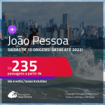 Passagens para <strong>JOÃO PESSOA</strong> a partir de R$ 235, ida e volta, c/ taxas! Datas até 2022!