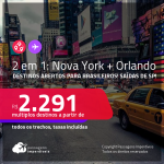 Destinos abertos para brasileiros! Passagens 2 em 1 – <strong>NOVA YORK + ORLANDO </strong>a partir de R$ 2.291, todos os trechos, c/ taxas!