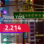 Passagens para <strong>NOVA YORK</strong> a partir de R$ 2.214, ida e volta, c/ taxas! Opções com BAGAGEM INCLUÍDA!