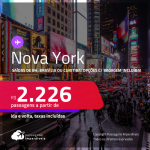 Passagens para <strong>NOVA YORK</strong> a partir de R$ 2.226, ida e volta, c/ taxas! Opções com BAGAGEM INCLUÍDA!