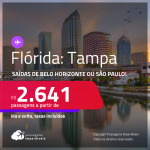 Passagens para <strong>TAMPA, na Flórida</strong>! A partir de R$ 2.641, ida e volta, c/ taxas! Datas para viajar no 2° Semestre de 2022!