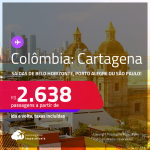 Passagens para a <strong>COLÔMBIA: Cartagena</strong>! A partir de R$ 2.638, ida e volta, c/ taxas!