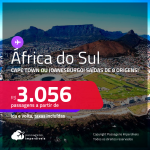 Passagens para a <strong>ÁFRICA DO SUL: Cape Town ou Joanesburgo</strong>! A partir de R$ 3.056, ida e volta, c/ taxas!