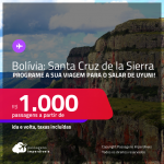 Programe sua viagem para o Salar de Uyuni! Passagens para a <strong>BOLÍVIA: Santa Cruz de la Sierra</strong>! A partir de R$ 1.000, ida e volta, c/ taxas!