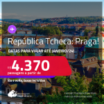 Passagens para a <strong>REPÚBLICA TCHECA: Praga! </strong>A partir de R$ 4.370, ida e volta, c/ taxas!