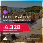 Passagens para a <strong>GRÉCIA: Atenas</strong>! A partir de R$ 4.328, ida e volta, c/ taxas! Datas para viajar até Janeiro/24!