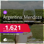 Passagens para a <strong>ARGENTINA: Mendoza, com datas no INVERNO, Férias de Julho/23 e mais!</strong> A partir de R$ 1.621, ida e volta, c/ taxas! Opções de VOO DIRETO!