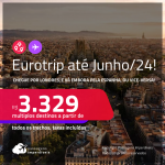 <strong>EUROTRIP</strong>! Chegue por <strong>LONDRES</strong>, e vá embora pela <strong>ESPANHA:</strong> <strong>Barcelona ou Madri</strong>, ou vice-versa! A partir de R$ 3.329, todos os trechos, c/ taxas! Datas para viajar até Junho/24!