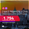 Passagens 2 em 1 – <strong>ARGENTINA: Buenos Aires + CHILE: Santiago</strong>! A partir de R$ 1.794, todos os trechos, c/ taxas! Em até 10x SEM JUROS! Datas inclusive no Inverno, Férias e mais!
